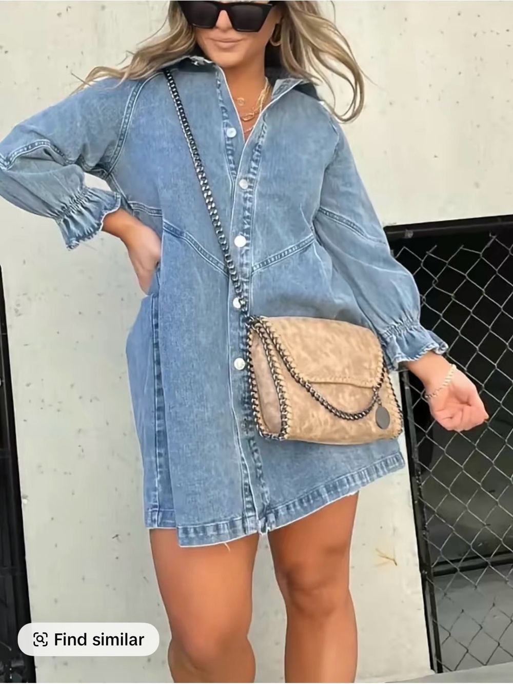 MIDIROSS Washed Blue Denim Mini Shirt Dress